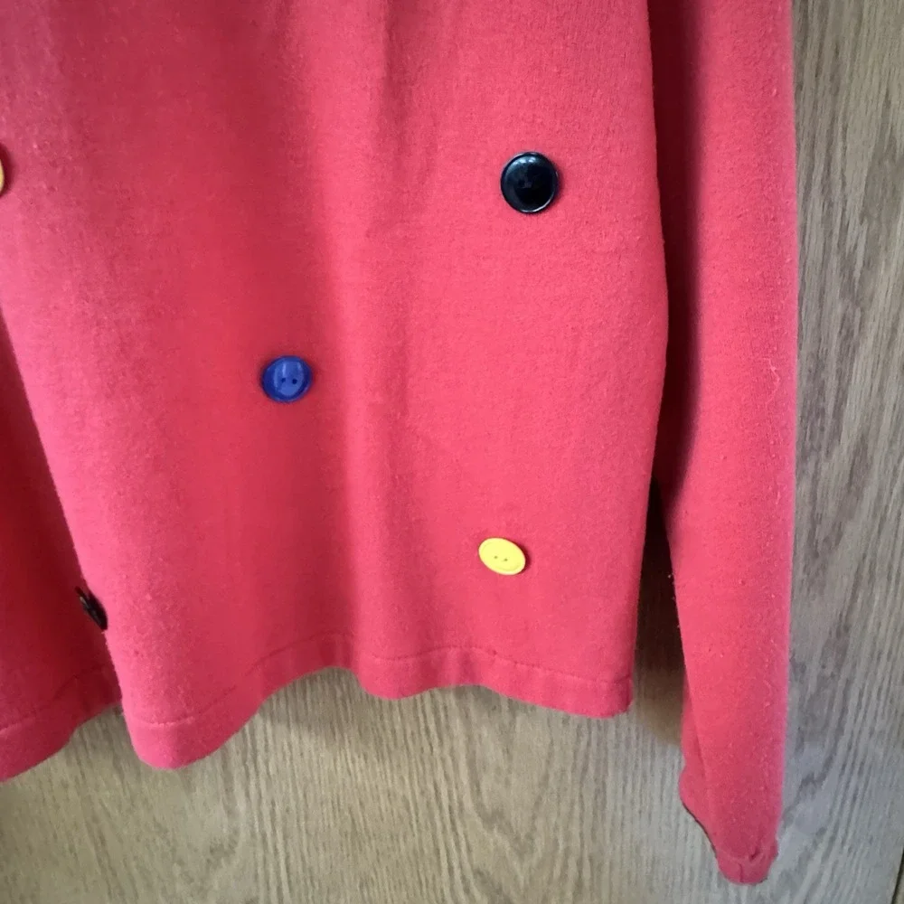 Vintage 90's Funky Red Pullover Sweater With Accent‎ Buttons Medium Art To Wear